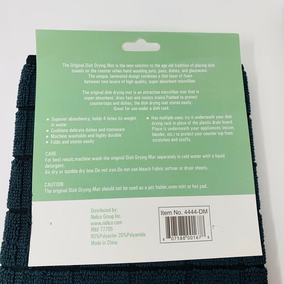 Dish Drying Mat Kitchen Towels Black Microfiber 3 PC Set - Picture 4 of 4